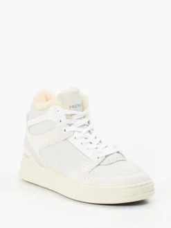Damen Premiata – High-Top Sneaker aus Veloursleder Offwhite