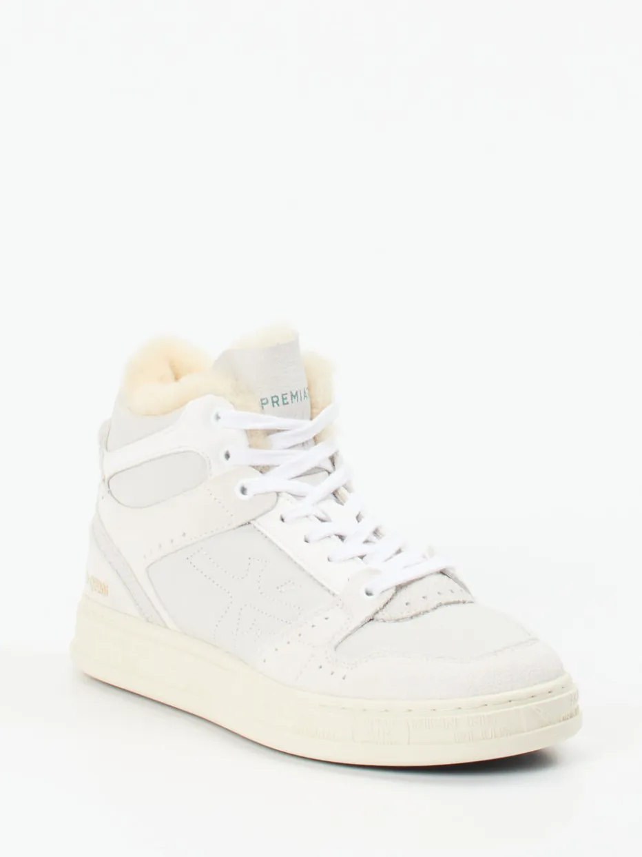 Damen Premiata – High-Top Sneaker aus Veloursleder Offwhite