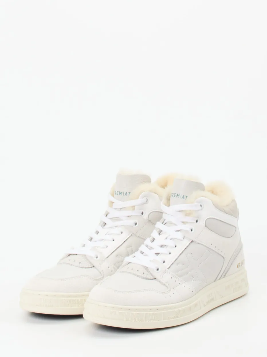 Damen Premiata – High-Top Sneaker aus Veloursleder Offwhite