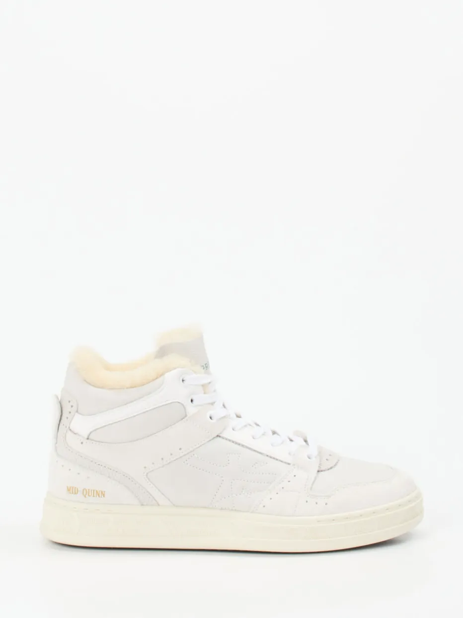 Damen Premiata – High-Top Sneaker aus Veloursleder Offwhite