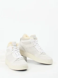 Damen Premiata – High-Top Sneaker aus Veloursleder Offwhite