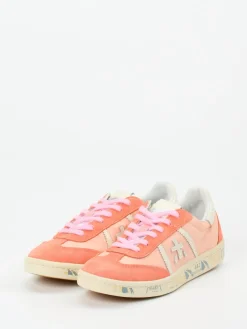 Damen Premiata – Low-Top Sneaker aus Veloursleder lachsrosa