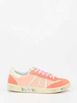 Damen Premiata – Low-Top Sneaker aus Veloursleder lachsrosa