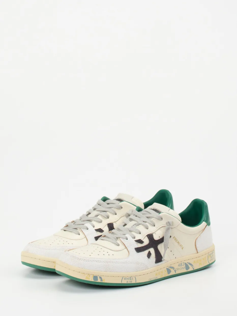 Herren Premiata – Sneaker aus Kalbleder in Beige-Grün