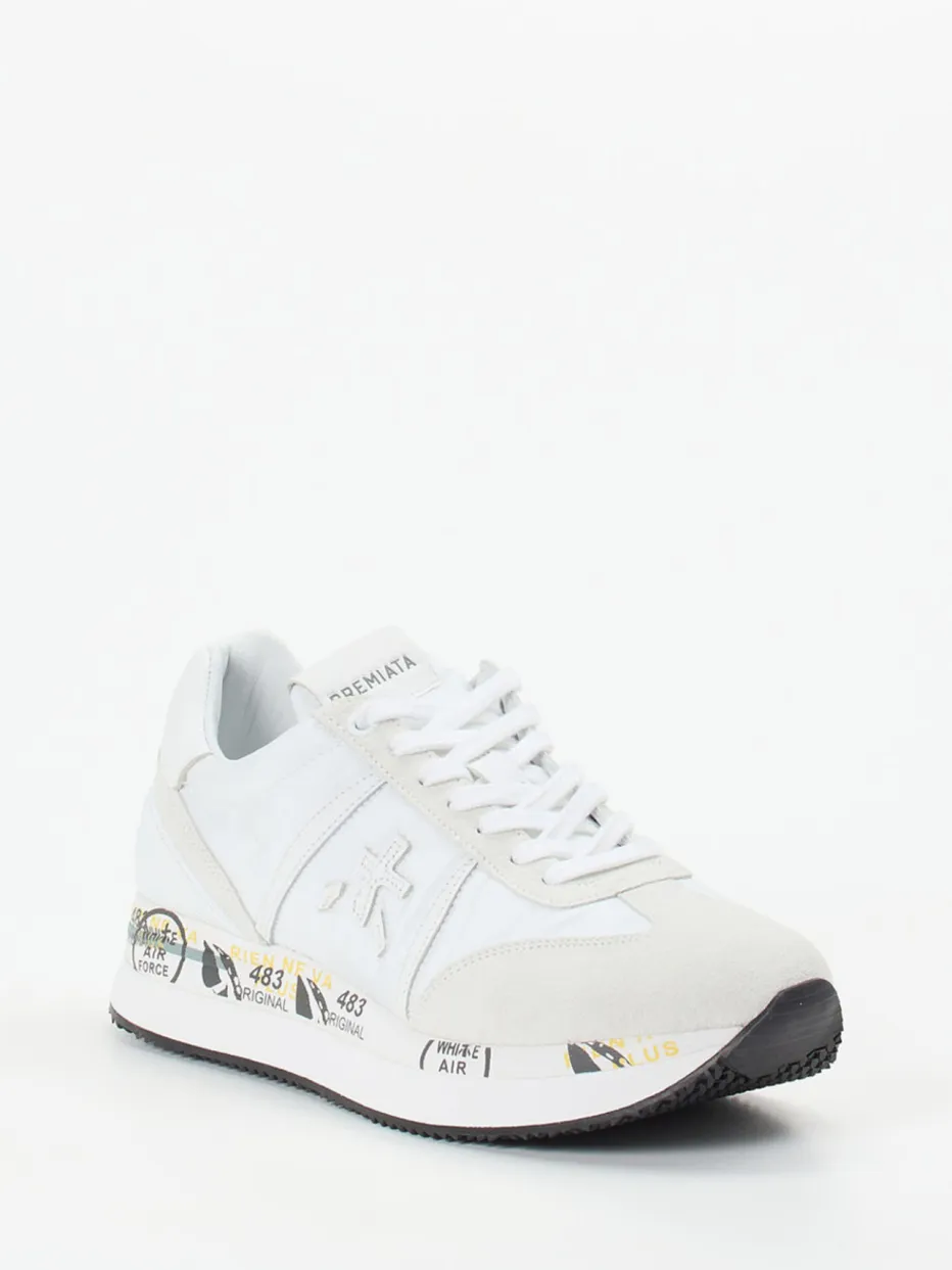 Damen Premiata – Sneaker aus Veloursleder Offwhite