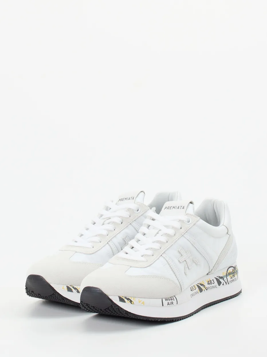 Damen Premiata – Sneaker aus Veloursleder Offwhite