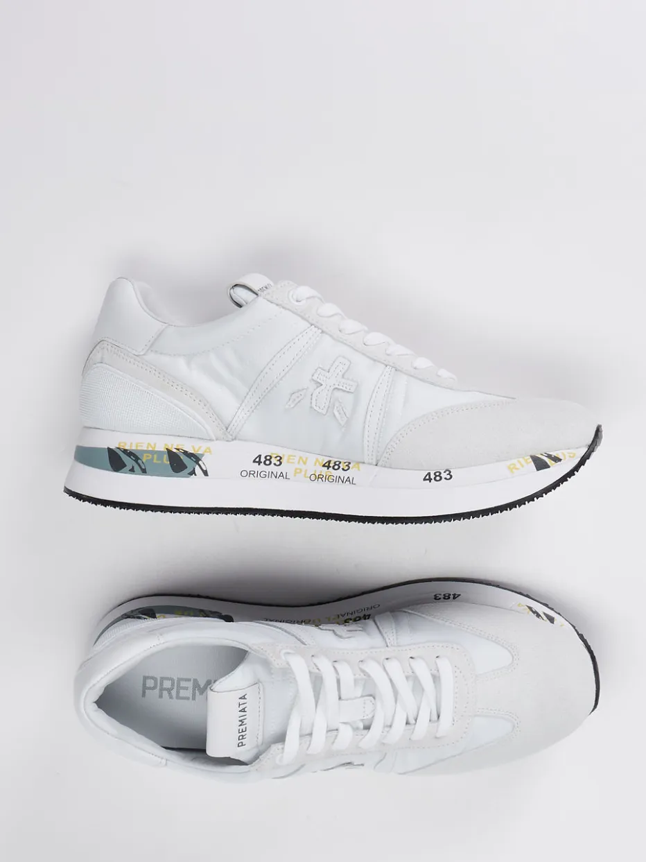 Damen Premiata – Sneaker aus Veloursleder Offwhite