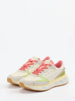 Damen Premiata – Sneaker aus Veloursleder und Mesh beige