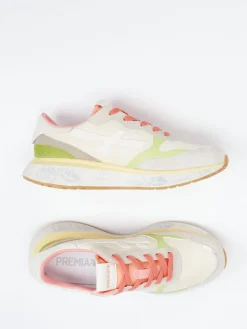 Damen Premiata – Sneaker aus Veloursleder und Mesh beige