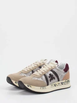 Damen Premiata – Sneaker aus Veloursleder und Pailletten-Mesh