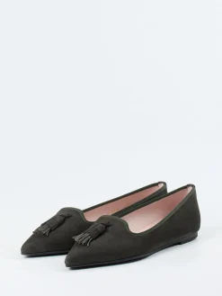 Damen Pretty Ballerinas – Ballerinas aus Veloursleder oliv