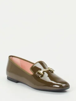 Damen Pretty Ballerinas – Loafer aus Lackleder in Oliv