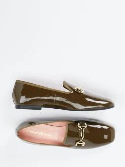 Damen Pretty Ballerinas – Loafer aus Lackleder in Oliv
