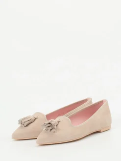 Damen Pretty Ballerinas – Loafer-Ballerinas aus Veloursleder Beige