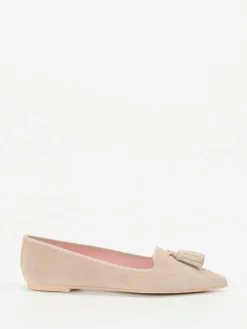 Damen Pretty Ballerinas – Loafer-Ballerinas aus Veloursleder Beige