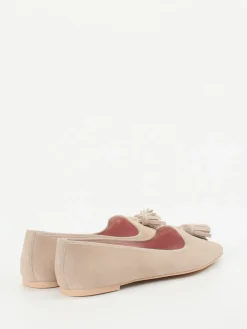 Damen Pretty Ballerinas – Loafer-Ballerinas aus Veloursleder Beige