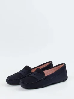 Damen Pretty Ballerinas – Loafer aus Veloursleder Dunkel