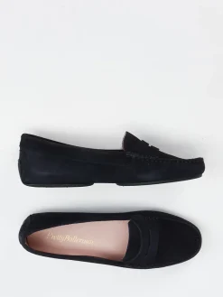 Damen Pretty Ballerinas – Loafer aus Veloursleder Dunkel