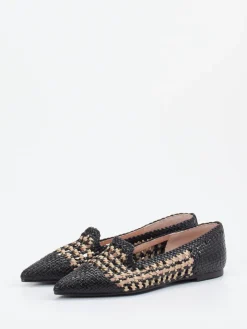 Damen Pretty Ballerinas – Slipper aus Kalbleder in Flechtoptik