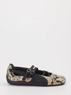 Damen Puma – Mary Jane Ballerinas aus Leder Snake-Optik