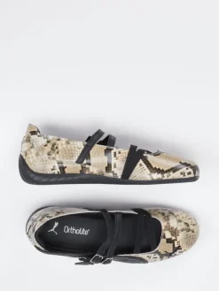 Damen Puma – Mary Jane Ballerinas aus Leder Snake-Optik