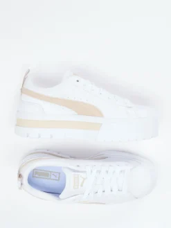 Damen Puma – Plateau-Sneaker aus Leder -Beige