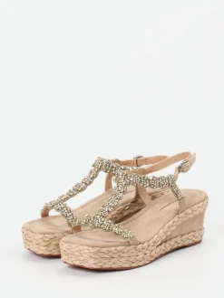 Damen Ralph Harrison – Keilsandalette aus Metallic-Textil