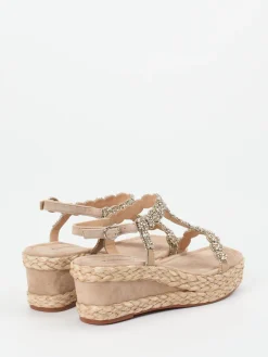 Damen Ralph Harrison – Keilsandalette aus Metallic-Textil