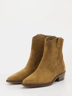 Damen Ralph Harrison – Western-Stiefelette aus Veloursleder Cognac