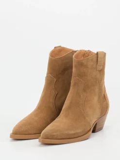 Damen Ralph Harrison – Western-Stiefelette aus Veloursleder Cognac