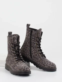 – Schnürboots aus Leder Taupe Leoprint*Ralph Harrison Classic Discount