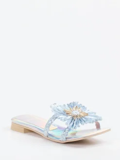 Damen RAS – Pantolette aus Metallicleder hell irisierend