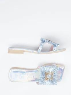 Damen RAS – Pantolette aus Metallicleder hell irisierend