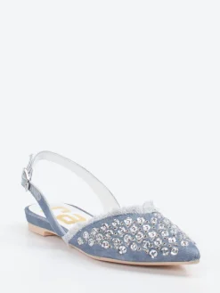 Damen RAS – Slingback-Ballerinas aus Denim mit Stsdetails