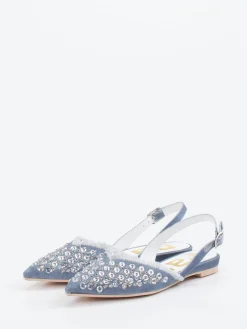 Damen RAS – Slingback-Ballerinas aus Denim mit Stsdetails