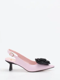 Damen RAS – Slingback-Pumps aus Textil in Pastellrosa