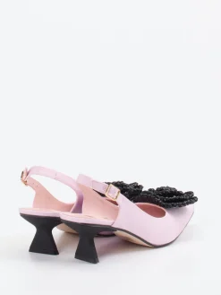 Damen RAS – Slingback-Pumps aus Textil in Pastellrosa