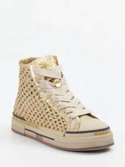 Damen Rebecca White – High-Top Sneaker aus Flechtleder Gold