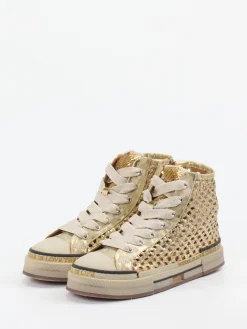 Damen Rebecca White – High-Top Sneaker aus Flechtleder Gold