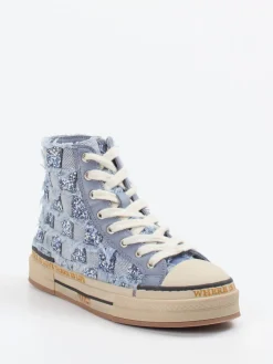 – High-Top Sneaker aus Denim mit Glitzer*Rebecca White Discount