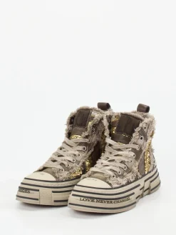 – High-Top Sneaker aus Textil mit Pailletten*Rebecca White New