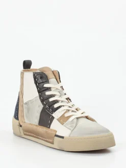 – High-Top Sneaker aus Veloursleder Patchwork*Rebecca White Hot