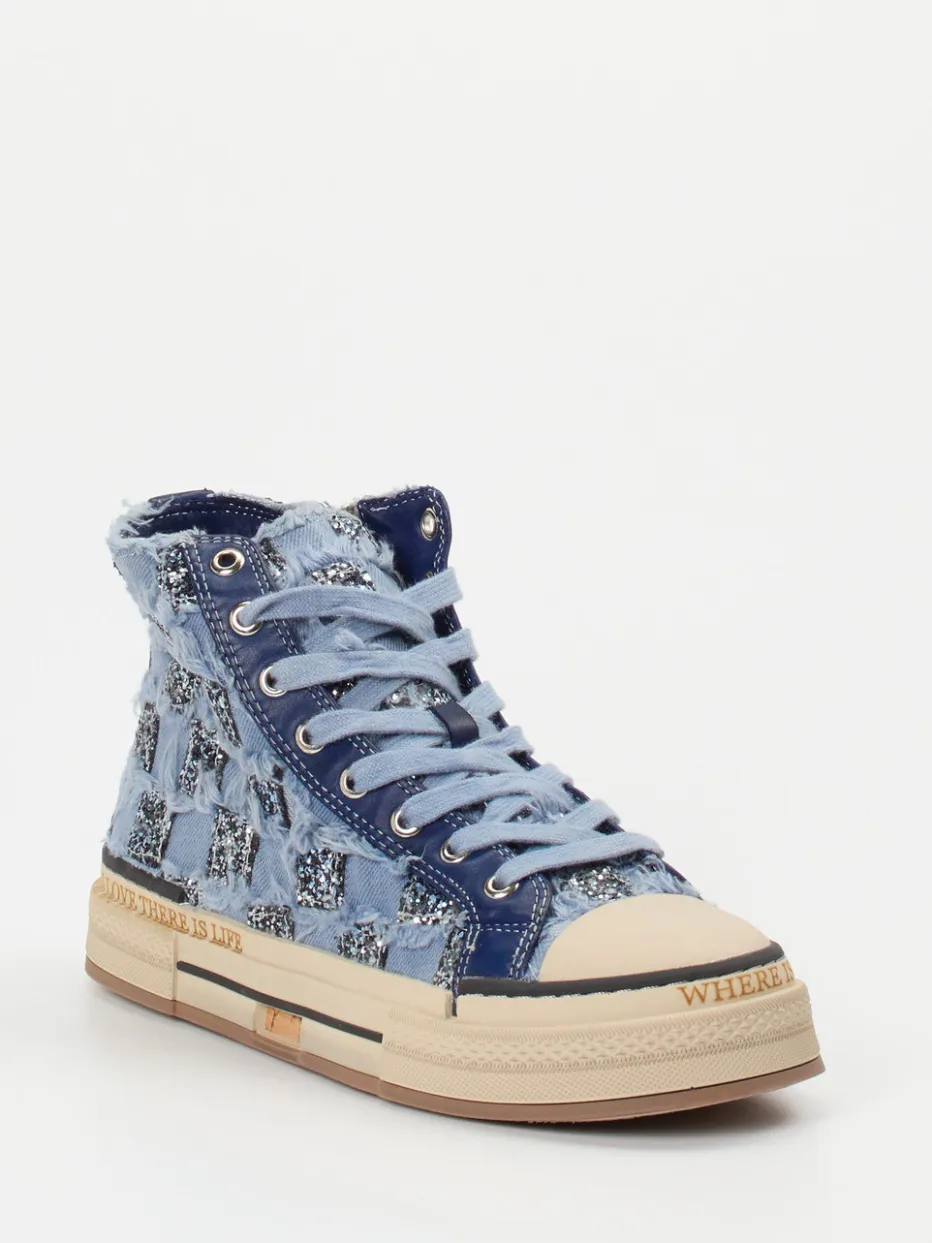 Damen Rebecca White – High-Top Sneaker aus Denim-Textil