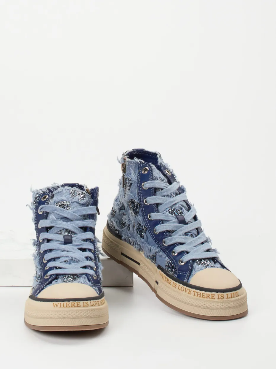 Damen Rebecca White – High-Top Sneaker aus Denim-Textil