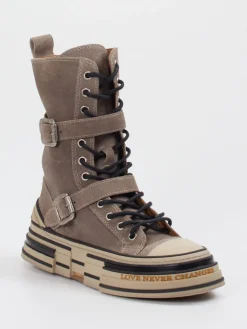 – High-Top-Boots aus Veloursleder Taupe*Rebecca White Hot
