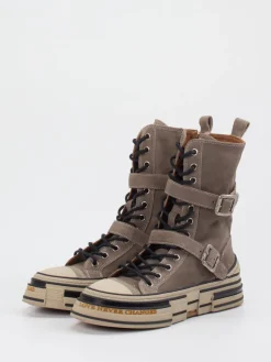 – High-Top-Boots aus Veloursleder Taupe*Rebecca White Hot