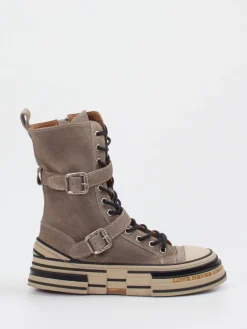– High-Top-Boots aus Veloursleder Taupe*Rebecca White Hot