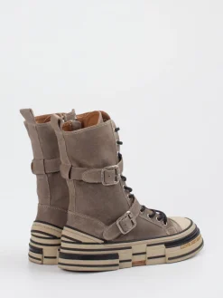 – High-Top-Boots aus Veloursleder Taupe*Rebecca White Hot