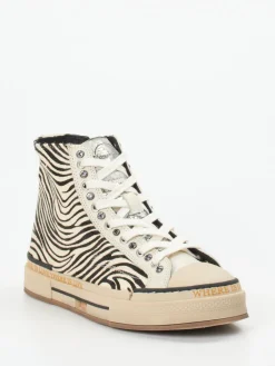 Damen Rebecca White – High-Top-Sneaker aus Fellimitat Zebra-Look