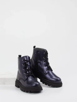 – Schnürboots aus Metallic-Leder Dunkel*Richter Best